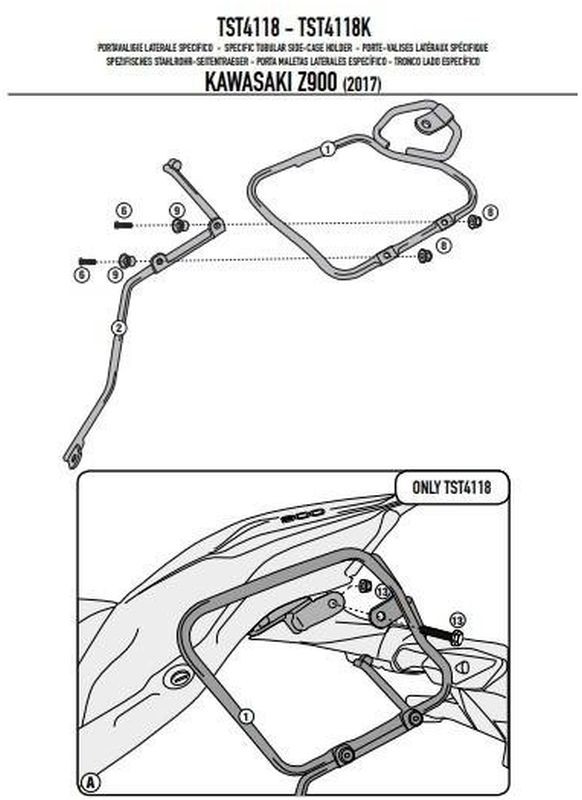 KAPPA STELAŻ POD TORBY (SAKWY) BOCZNE RB105 LUB UNIWERSALNE KAWASAKI Z 900 (17-19), Z 900 (20)