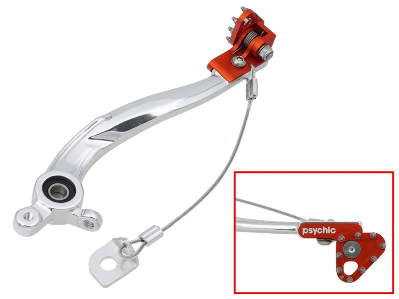 PSYCHIC DŹWIGNIA HAMULCA NOŻNEGO KTM SX 125/250 '17-20, SXF 250/350/450 '17-20, HUSQVARNA TC 125 '17-18, FC 250/350/450 '17-20, FX 350 '17-20 (OEM: 79413050044) (POMARAŃCZOWA STOPKA) (1)