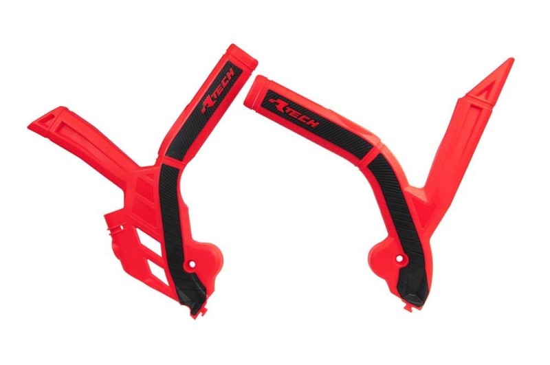 RACETECH (RTECH) OSŁONY RAMY (KOMPLET) BI-MATERIAL SUPER GRIP BETA RR 125 / 250 / 300 / 350 / 430 / 480 '20-21 KOLOR CZERWONY CZARNY