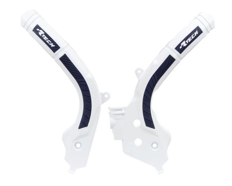 RACETECH (RTECH) OSŁONY RAMY (KOMPLET) BI-MATERIAL SUPER GRIP KTM SX 125/150 '16-18, SX 250 '17-18, EXC/EXCF 250/350/450 '17-19, SXF 250/350/450 '16-18 KOLOR BIAŁY CZARNY