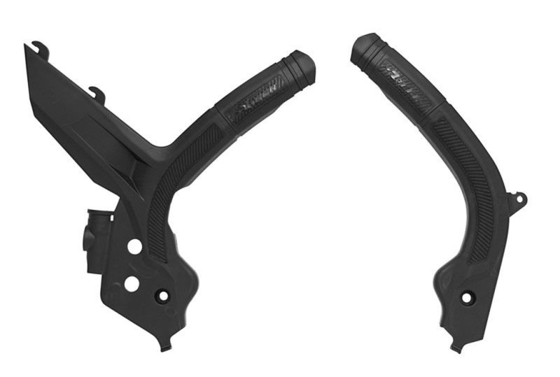 RACETECH (RTECH) OSŁONY RAMY (KOMPLET) BI-MATERIAL SUPER GRIP KTM SX 125/150/250 '19-21, SXF 250/350/450 '19-21, SXF 450 '18-21, EXC/EXCF 150/250/350/450 '20-21 KOLOR CZARNY