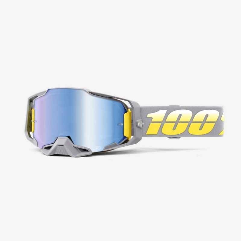 100 PROCENT GOGLE ARMEGA COMPLEX - MIRROR BLUE LENS - KOLOR SZARY/ŻÓŁTY SZYBKA NIEBIESKIE LUSTRO