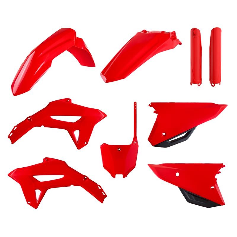 POLISPORT KOMPLET PLASTIKÓW (FULL KIT) HONDA CRF 250R '22-'24; CRF 450R '21-'24 W ZESTAWIE TABLICA PRZEDNIA (8670700001) I OSŁONY AMORTYZARORÓW (8351900003) KOLOR CZERWONY OEM
