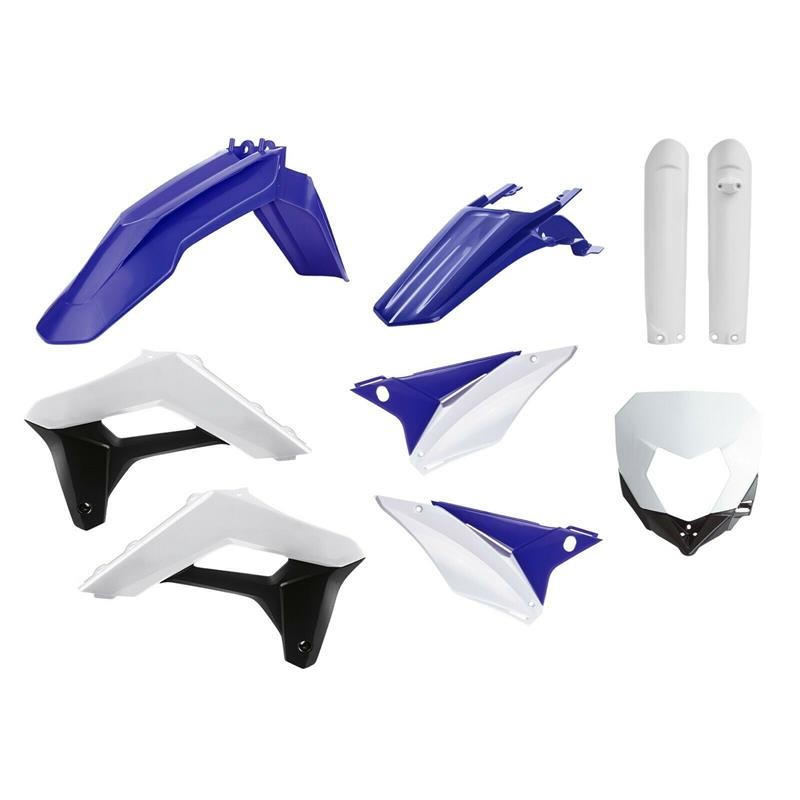 POLISPORT KOMPLET PLASTIKÓW (FULL KIT) SHERCO SE-R/SEF-R '17-'23 W ZESTAWIE OSŁONA LAMPY (8679800003) I OSŁONY AMORTYZATORÓW (8398600002) KOLOR NIEBIESKI BIAŁY CZARNY OEM