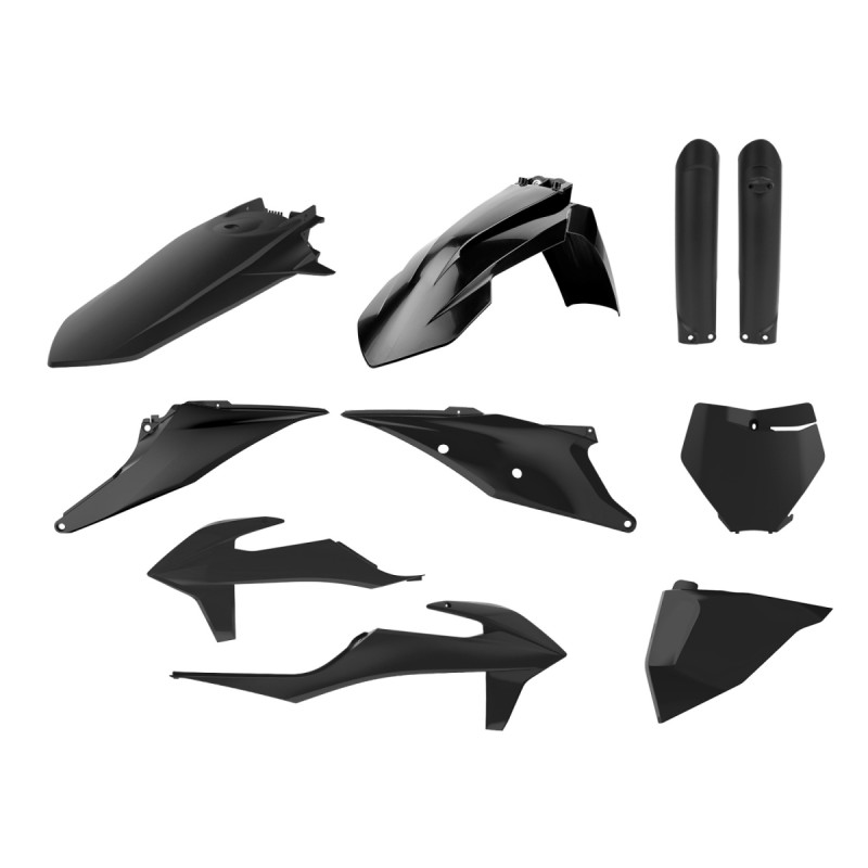 POLISPORT KOMPLET PLASTIKÓW (FULL KIT) KTM SX/SX-F '19-'22 W ZESTAWIE TABLICA PRZEDNIA (8666400003) I OSŁONY AMORTYZATORÓW (8398600003) KOLOR CZARNY