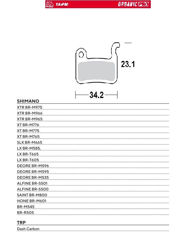 MOTO-MASTER WYPRZEDAŻ BIKE PRO KLOCKI HAMULCOWE ROWEROWE ORGANICZNE PRO PASUJE DO SHIMANO XTR BR-M975, BR-M966, BR-M965, XT BR-M776, BR-M775, BR-M765, SLX BR-M665, SAINT BR-M800, DEORE BR-M596, BR-M595, BR-M535 (1)