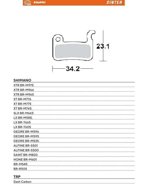 MOTO-MASTER WYPRZEDAŻ BIKE PRO KLOCKI HAMULCOWE ROWEROWE SINTER METALICZNE PASUJE DO SHIMANO XTR BR-M975, BR-M966, BR-M965, XT BR-M776, BR-M775, BR-M765, SLX BR-M665, SAINT BR-M800, DEORE BR-M596, BR-M595, BR-M535 (1)
