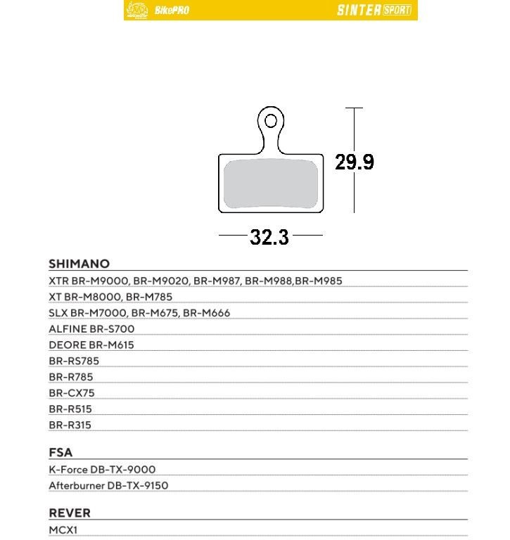MOTO-MASTER WYPRZEDAŻ BIKE PRO KLOCKI HAMULCOWE ROWEROWE SINTER SPORT METALICZNE PASUJE DO SHIMANO XTR BR-M9000, BR-M9020, BR-M987, BR-M988, BR-M985, XT BR-M8000, BR-M785, SLX BR-M7000, BR-M675, DEORE BR-M615 (1)