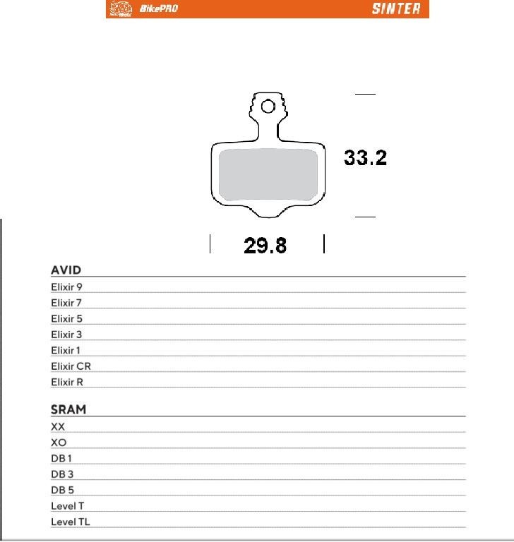 MOTO-MASTER WYPRZEDAŻ BIKE PRO KLOCKI HAMULCOWE ROWEROWE SINTER METALICZNE PASUJE DO AVID ELIXIR 9 / 7 / 5 / 3 / 1 / CR / R, SRAM XX, XO,DB1,DB 3, DB 5, LEVELT, LEVEL TL (1)