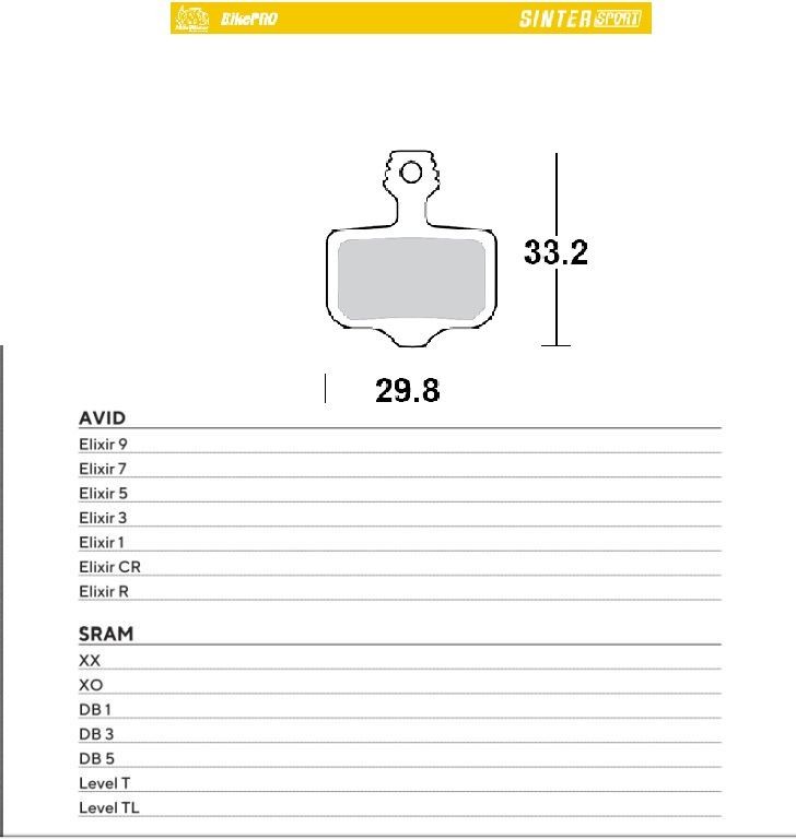 MOTO-MASTER WYPRZEDAŻ BIKE PRO KLOCKI HAMULCOWE ROWEROWE SINTER SPORT METALICZNE PASUJE DO AVID ELIXIR 9 / 7 / 5 / 3 / 1 / CR / R, SRAM XX, XO,DB1,DB 3, DB 5, LEVELT, LEVEL TL (1)