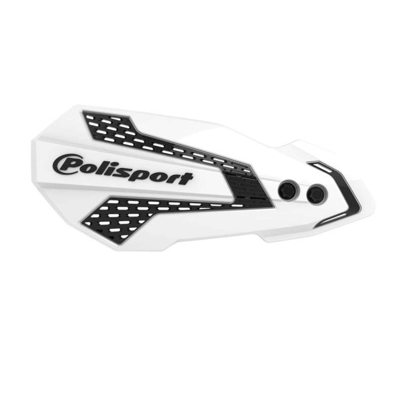 POLISPORT OSŁONY RĄK (LISTKI) MODEL MX FLOW Z UNIWERSALNYM ZESTAWEM MONTAŻOWYM KTM SX/EXC '14-22'; HUSQVARNA TC/TE/FC/FE '14-22' KOLOR BIAŁO CZARNY