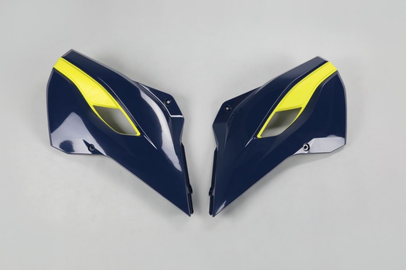 UFO OSŁONY CHŁODNICY HUSQVARNA TC/TE 125, FC/TX/TE/FE 250, TC/TE/TX 300, FC/FE 350, FC/FE 450, FE 501 '14-16, TC 250 '16, KOLOR NIEBIESKI/ŻÓŁTY