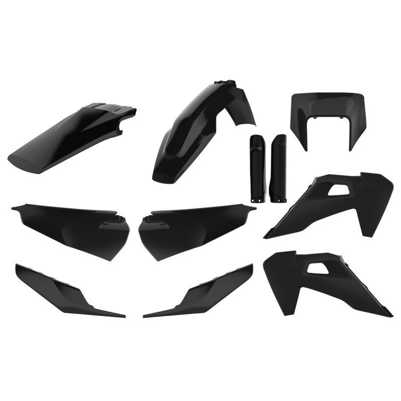 POLISPORT KOMPLET PLASTIKÓW (FULL KIT) HUSQVARNA TE/FE TPI '20-'23 W ZESTAWIE OSŁONA LAMPY PRZEDNIEJ (8668700002) I OSŁONY AMORTYZATORÓW (8398900002) KOLOR CZARNY