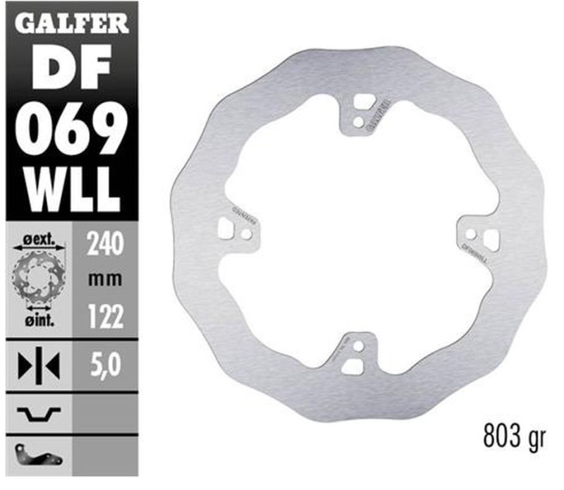 GALFER TARCZA HAMULCOWA TYŁ HONDA CR 125R/250R '95-'07, CR 500 '95-'00, CRF 250R/450R '02- WAVE (240X122X5MM) (1)
