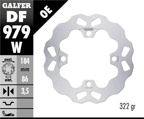 GALFER TARCZA HAMULCOWA TYŁ YAMAHA YXR 700 RHINO '08- WAVE (184X86X3,5MM) (1)