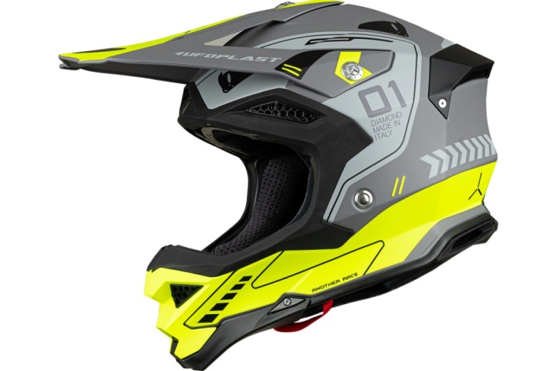 UFO KASK DIAMOND CROSS CARBON FIBERGLASS MADE IN ITALY KOLOR SZARY/ŻÓŁTY NEON ROZMIAR M