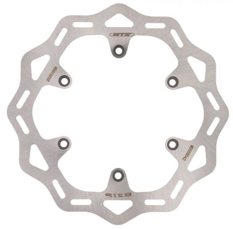 MTX PARTS TARCZA HAMULCOWA TYŁ KTM EXC/SX 125/250 '95-'21, EXC 300 '00- '21, EXC-F/SX-F/XC-F 350 '11-'21, EXC 450 '07-'21, EXC 500 '12-'19, HUSQVARNA FC/FE 250/350/450 '14-'21, TE 125/250/300 '14-'21 WAVE (220X110X4MM) (6X6,5MM) (1)