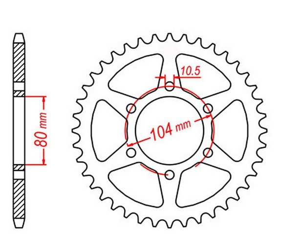 MTX PARTS ZĘBATKA TYLNA 478 43 KAWASAKI ZX6R '05-'17, Z 750 (47843JT) (ŁAŃC. 520) (SREBRNA) (1)