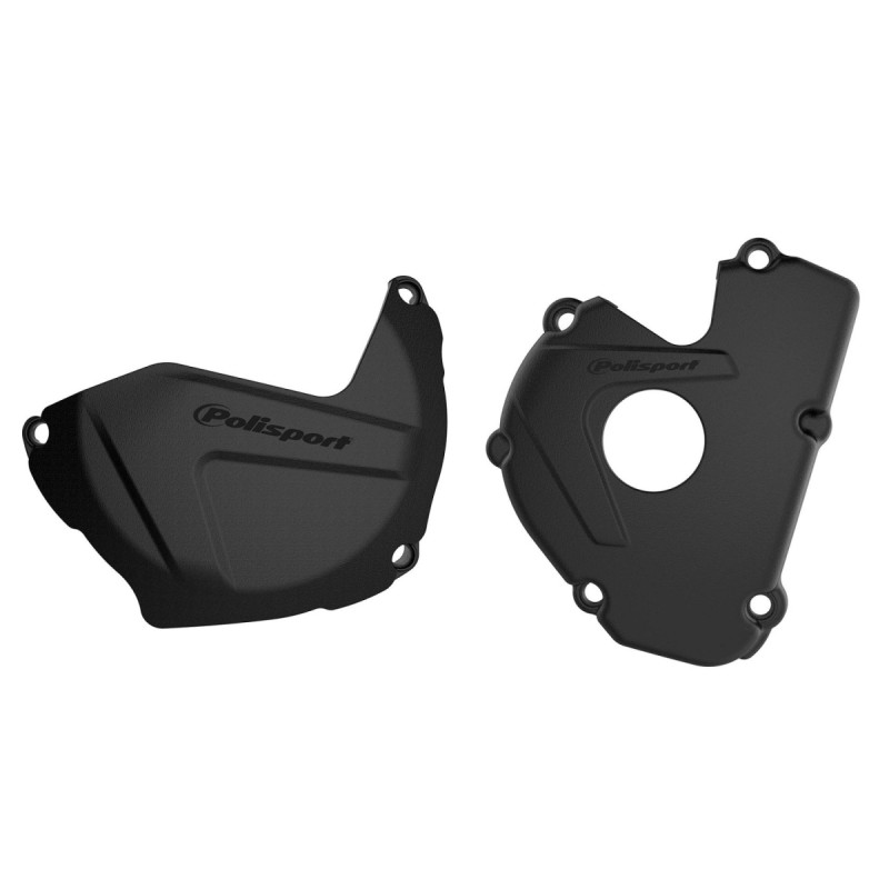 POLISPORT ZESTAW OSŁONA POKRYWY (DEKLA) ALTERNATORA ORAZ OSŁONA POKRYWY SPRZĘGŁA KAWASKI KX 250F '17-'21 KOLOR CZARNY (8463800001+8435800001)