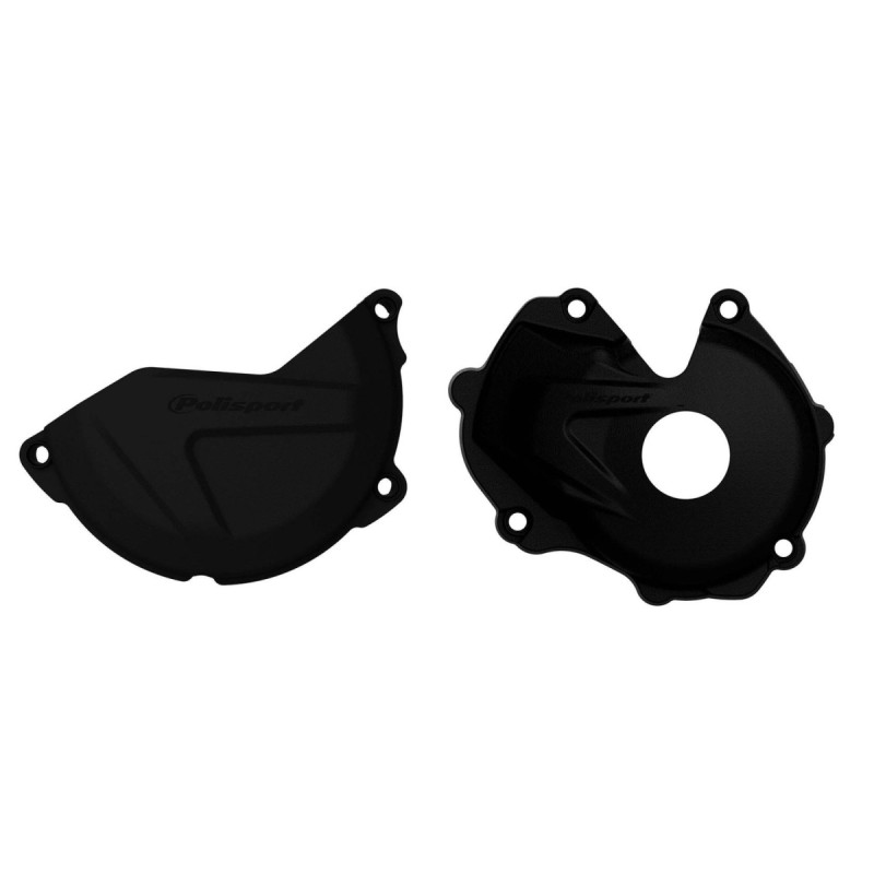 POLISPORT ZESTAW OSŁONA POKRYWY (DEKLA) ALTERNATORA ORAZ OSŁONA POKRYWY SPRZĘGŁA KAWASKI KX 450F '16-'18 KOLOR CZARNY (8460900001+8454500001)