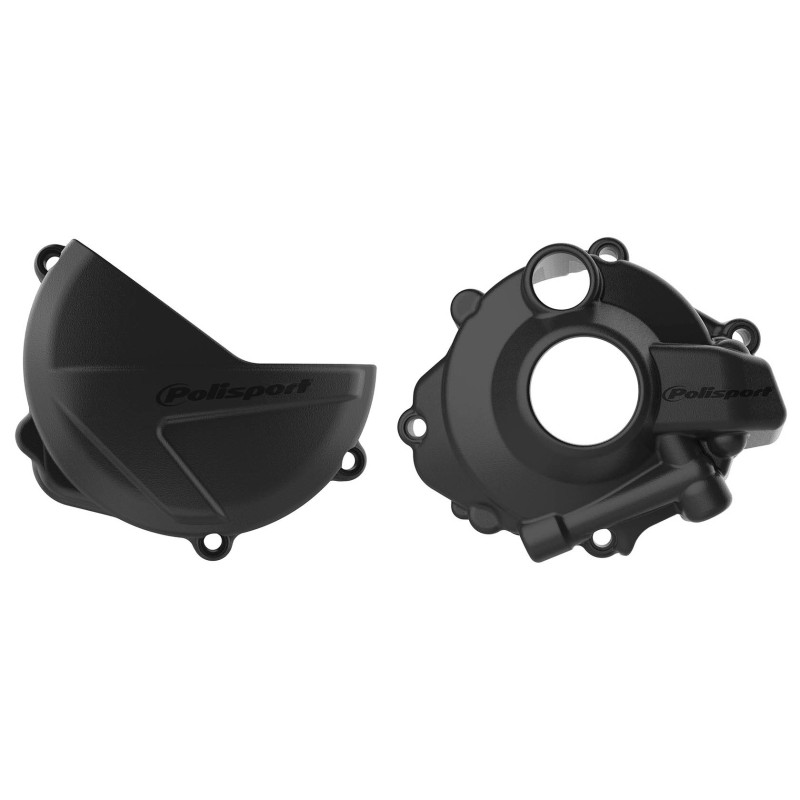 POLISPORT ZESTAW OSŁONA POKRYWY (DEKLA) ALTERNATORA ORAZ OSŁONA POKRYWY SPRZĘGŁA I OSŁONY POMPY WODY HONDA CRF 250R '18-'25 KOLOR CZARNY (8465900001+8465700001+8484400001)