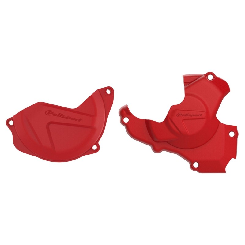 POLISPORT ZESTAW OSŁONA POKRYWY (DEKLA) ALTERNATORA ORAZ OSŁONA POKRYWY SPRZĘGŁA HONDA CRF 450R '16-'17 KOLOR CZERWONY (8461200002+8446900002)