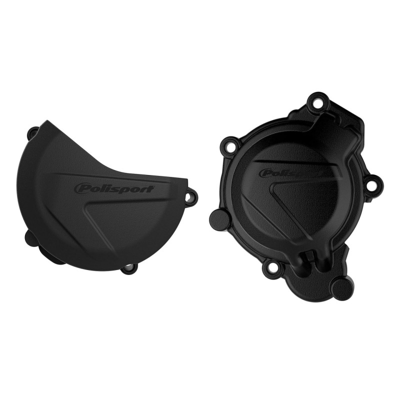POLISPORT ZESTAW OSŁONA POKRYWY (DEKLA) ALTERNATORA ORAZ OSŁONA POKRYWY SPRZĘGŁA KTM SX/XC 125/150 '16-'18; HUSQVARNA TC 125 '16-'18 KOLOR CZARNY (8464100001+8460300001)