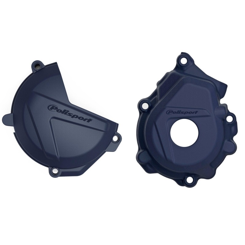 POLISPORT ZESTAW OSŁONA POKRYWY (DEKLA) ALTERNATORA ORAZ OSŁONA POKRYWY SPRZĘGŁA KTM SX-F/XC-F 250/350 '16-'22; HUSQVARNA FC 250/350 '16-'22 KOLOR NIEBIESKI (8461400003+8460400003)