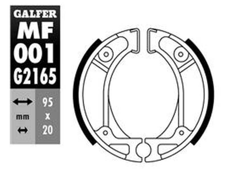 GALFER SZCZĘKI HAMULCOWE TYŁ HONDA CRF 70/80/100F '04-, DIO 50 '91-'93, NE 50 VISION '85-, KYMCO FEVER ZX 50 '97-, SA 75/80 VISION '89-, (1)