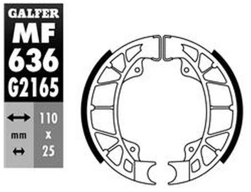 GALFER SZCZĘKI HAMULCOWE TYŁ HEXAGON 125/150 '94-'99, SKIPPER 125/150 '93-'97, PIAGGIO VESPA ET2/ET4 '00-, PRIMAVERA/SPRINT 125 '15-, ZIP 50 '92-, ZIP 100 '07-, (1)