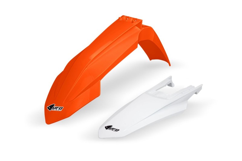 UFO KOMPLET BŁOTNIKÓW KTM SX/SXF(SX-F) 125/250/300/350/450F 2023 KOLOR OEM POMARAŃCZOWY/BIAŁY (KT05009127, KT05010042)