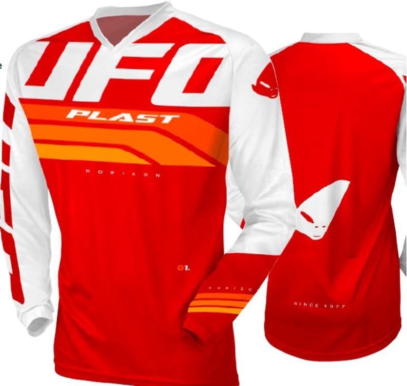 UFO KOSZULKA HORIZON JERSEY CROSS KOLOR CZERWONY BIAŁY ROZMIAR L - KOLEKCJA 2024