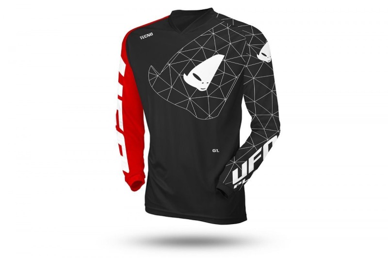 UFO KOSZULKA TECNO JERSEY CROSS KOLOR CZARNY CZERWONY ROZMIAR XXL - KOLEKCJA 2024
