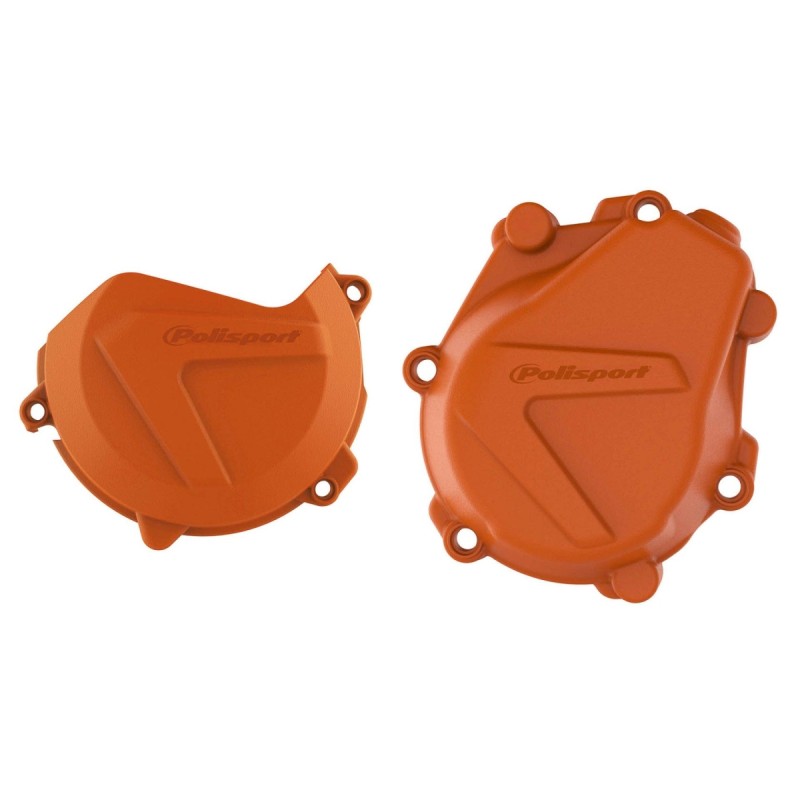 POLISPORT ZESTAW OSŁONA POKRYWY (DEKLA) ALTERNATORA ORAZ OSŁONA POKRYWY SPRZĘGŁA KTM EXC-F/XC-F 450 '16-'22; HUSQVARNA FC 450 '16-'18 KOLOR POMARAŃCZOWY (846700002+8460400002)