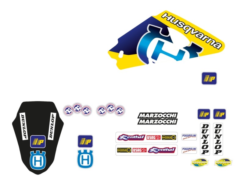 BLACKBIRD KOMPLET NAKLEJEK (OKLEIN) HUSQVARNA CR/WR 125/250 '00-'05 REPLICA TEAM HUSQVARNA MADDII 1999 (1)