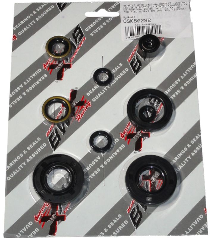 BEARING WORX KOMPLET (ZESTAW) USZCZELNIACZY SILNIKOWYCH KAWASAKI KX 80 '98-'00, KX 85 '01-'15, KX 100 '98-'15, SUZUKI RM 100 '03, (822292) (1)