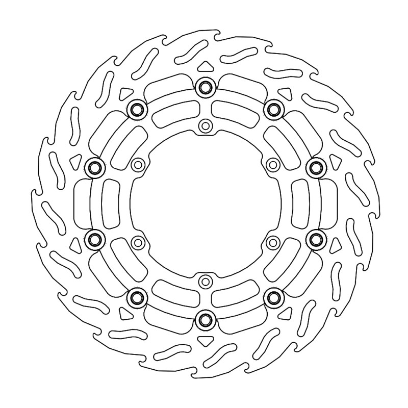 MOTO-MASTER TARCZA HAMULCOWA PŁYWAJĄCA FLAME PRZÓD SUPERMOTO 300MM Z ALUMINIOWYM ŚRODKIEM DO ZACISKU 4-TŁOCZKOWEGO MOTO-MASTER SUZUKI / YAMAHA / FANTIC (PATRZ OPIS DODATKOWY) (1)