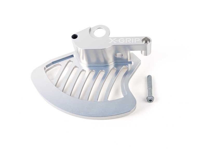 X-GRIP OSŁONA TARCZY HAMULCOWEJ PRZÓD/PRZEDNIEJ KTM EXC,EXC-F, HUSQVARNA TE, FE ,TC, FC '16-, GASGAS EC, EC-F, MC, MC-F 21-, KOLOR SREBRNY (1)