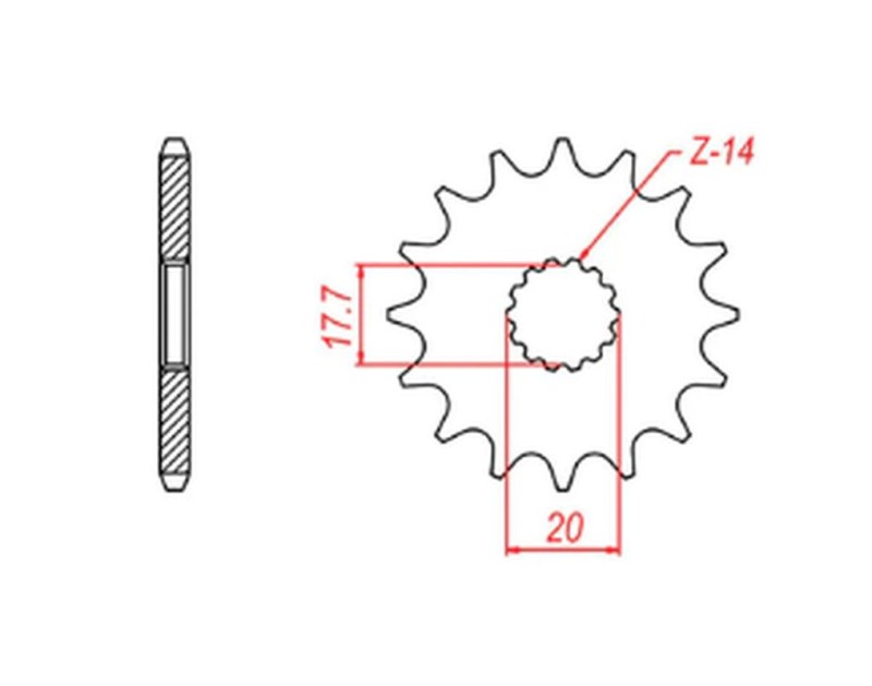 MTX PARTS ZĘBATKA PRZEDNIA 440 13 YAMAHA YZ 125 '87-'04 (JTF564.13) (ŁAŃC. 520) (1)