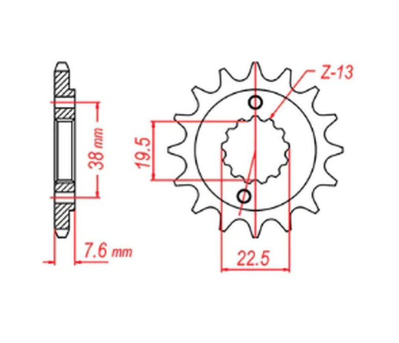 MTX PARTS ZĘBATKA PRZEDNIA 2116 14 SUZUKI LTR 450 '06-'12, LTZ 400 '03-'13, RMX 450 '10-'13 (JTF1401.14) (ŁAŃC. 520) (1)