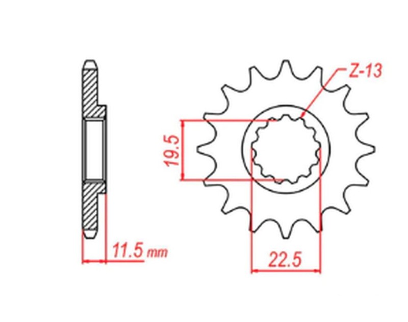 MTX PARTS ZĘBATKA PRZEDNIA 4101 14 SUZUKI DRZ 125 '03-'13 (JTF409.14) (ŁAŃC. 428) (1)