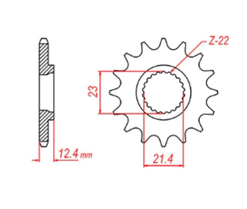 MTX PARTS ZĘBATKA PRZEDNIA 2149 15 YAMAHA 250 TRICKER '06-'08, YBR 250 '08-'11 (JTF1594.15) (ŁAŃC. 428) (1)