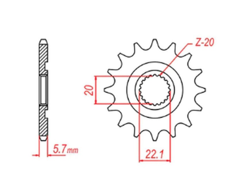 MTX PARTS ZĘBATKA PRZEDNIA 2103 12 YAMAHA YZF 250 '01-'17, WR 250F '01-'17 (JTF1590.12) (ŁAŃC. 520) (JTF1590.12) (1)