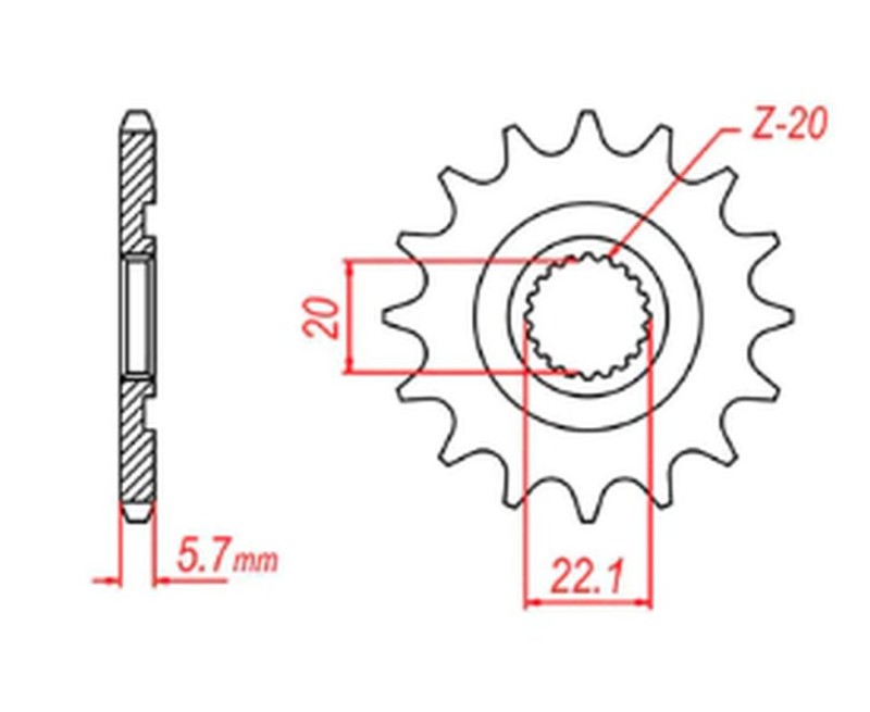 MTX PARTS ZĘBATKA PRZEDNIA 2103 13 YAMAHA YZF 250 '01-'17, WR 250F '01-'17 (JTF1590.13) (ŁAŃC. 520) (1)