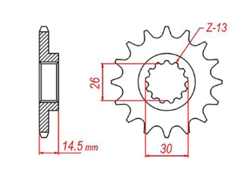 MTX PARTS ZĘBATKA PRZEDNIA 340 13 HONDA CR 125 '87-'03 (JTF326.13) (ŁAŃC. 520) (1)
