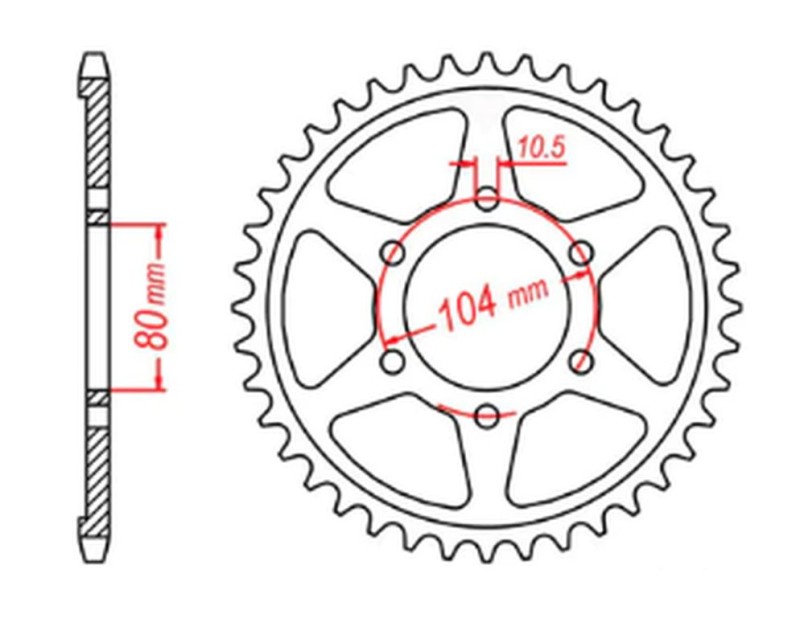 MTX PARTS ZĘBATKA TYLNA 4542 41 KAWASAKI ZZR 1400 (06-10) (ŁAŃC. 530) (JTR1493.41) (1)