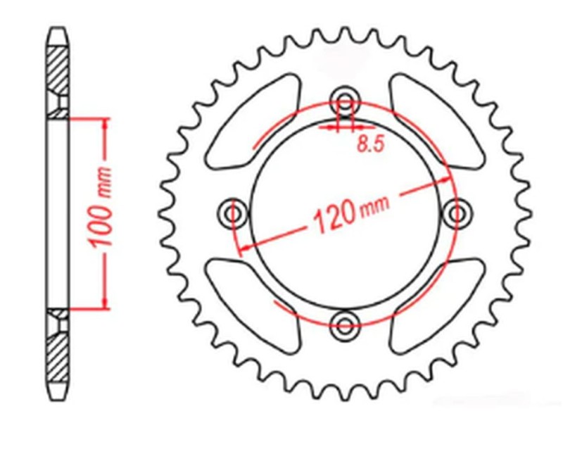 MTX PARTS ZĘBATKA TYLNA 798 48 SUZUKI RM 80/85, YAMAHA YZ 80/85 '93-'14 (JTR798.48) (ŁAŃC. 428) (1)