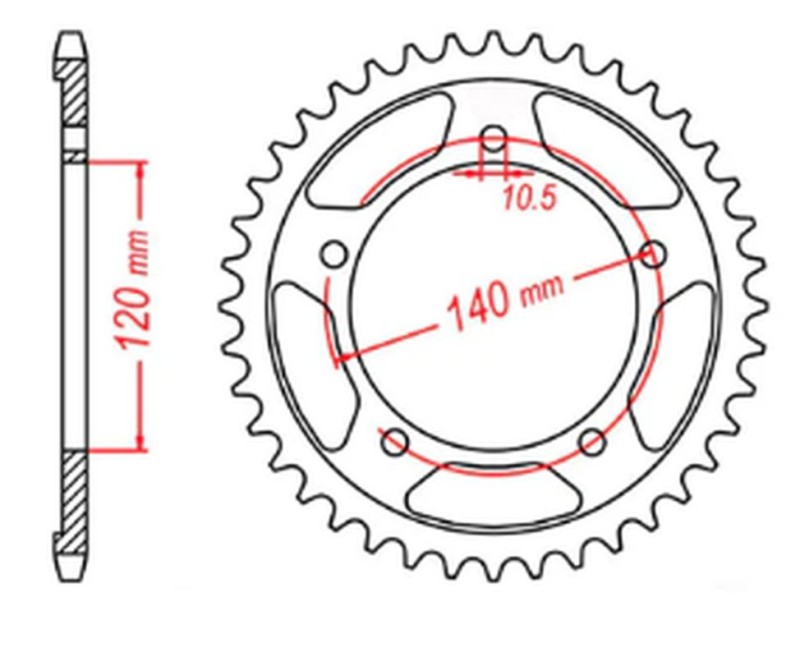 MTX PARTS ZĘBATKA TYLNA 4398 42 SUZUKI GSR 750 '11-'19, GSXR 750 '00-'03, DL 1000 '15-'16, GSX 750S '15-'16 (JTR1792.42) (ŁAŃC. 525)