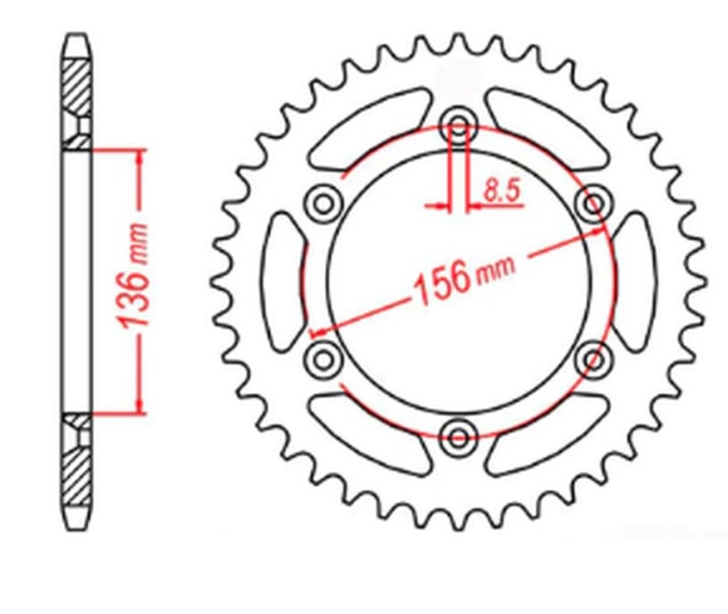 MTX PARTS ZĘBATKA TYLNA 702 43 HUSQVARNA SM 610 '08-'09, SUZUKI DR350 '90-'03, RGV 250 '91-'96 (JTR822.43) (ŁAŃC. 520) (1)