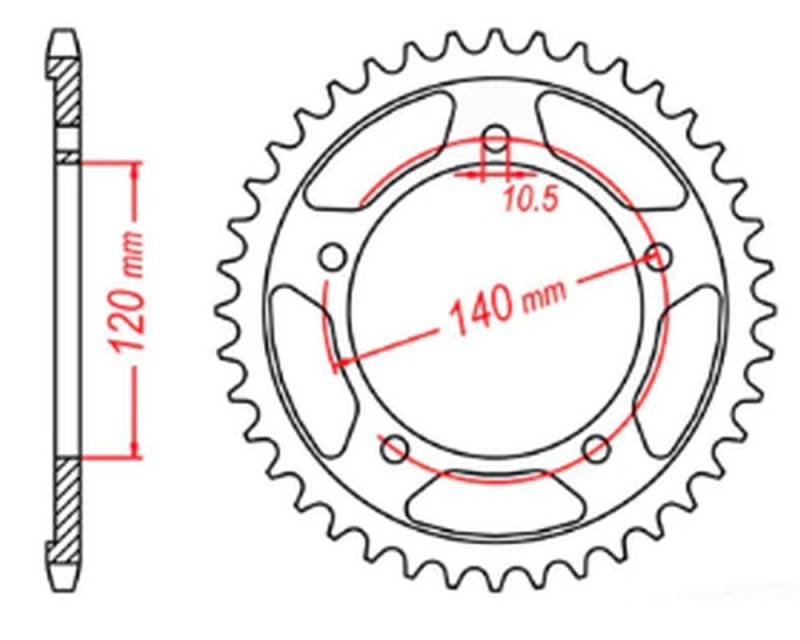 MTX PARTS ZĘBATKA TYLNA 4409 43 SUZUKI GSF 1250 '06-'16, GSXR 1000/1300 (JTR1800.43) (ŁAŃC. 530) (1)